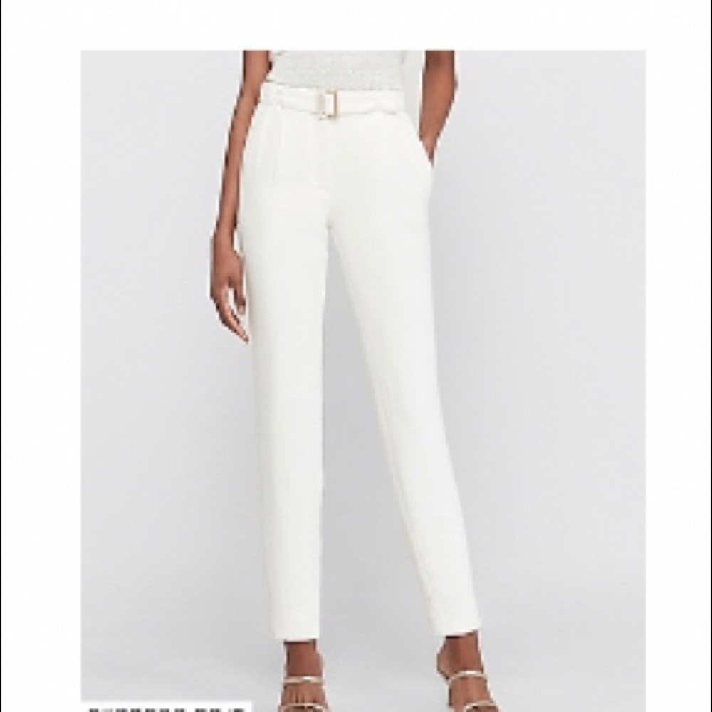 Express High Waisted Textured Belted Ankle Pant